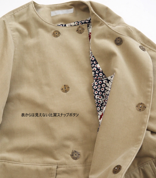 SYNANOGUES 53 シナノーグ コート コーデュロイ ノーカラー レディース