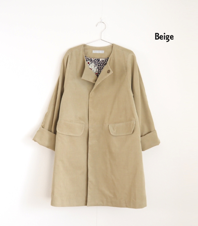 SYNANOGUES 53 シナノーグ コート コーデュロイ ノーカラー レディース