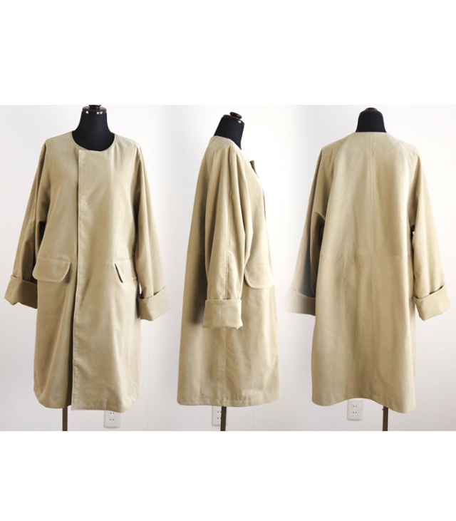 SYNANOGUES 53 シナノーグ コート コーデュロイ ノーカラー レディース