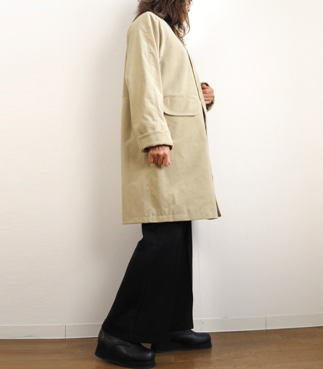 SYNANOGUES 53 シナノーグ コート コーデュロイ ノーカラー レディース