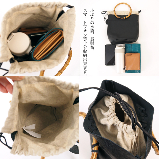 REN レン ボトルトートバッグ バンブーハンドル 本革 グレゴ grego
