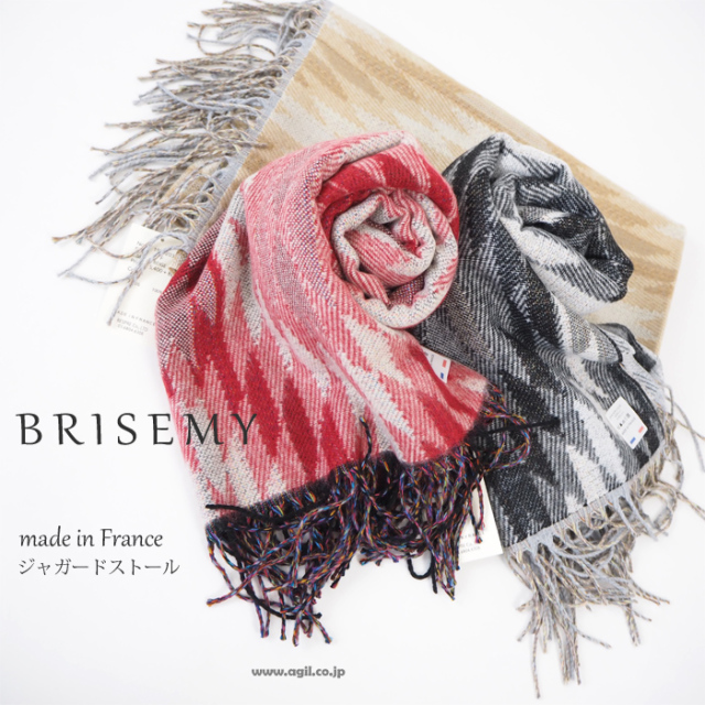 BRISEMY ブライズミー フォークロア調 ジャガード大判ロングフリンジストール レディース