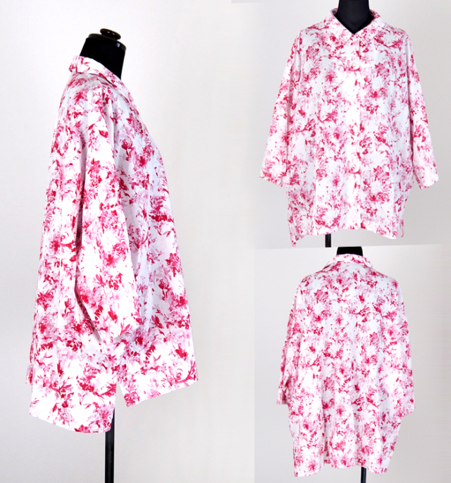 【美品】23SS ミズイロインド　フラワープリント　ワイドシャツ 美品】23SS ミズイロインド フラワープリント ワイドシャツ