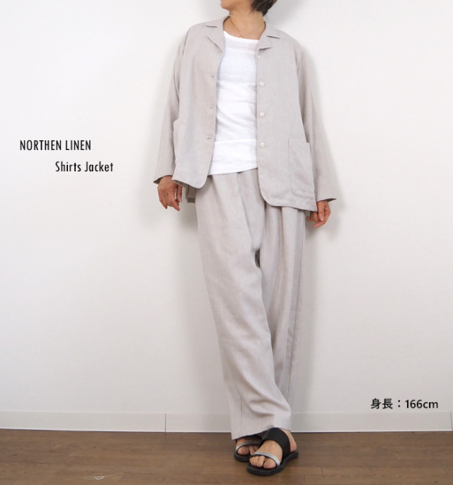 MidiUmi ミディウミ ノーザンリネンシャツジャケット レディース