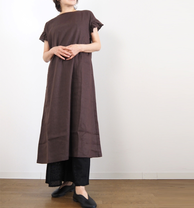PONT DE CHALONS ポンデシャロン リネンワンピース フリル袖