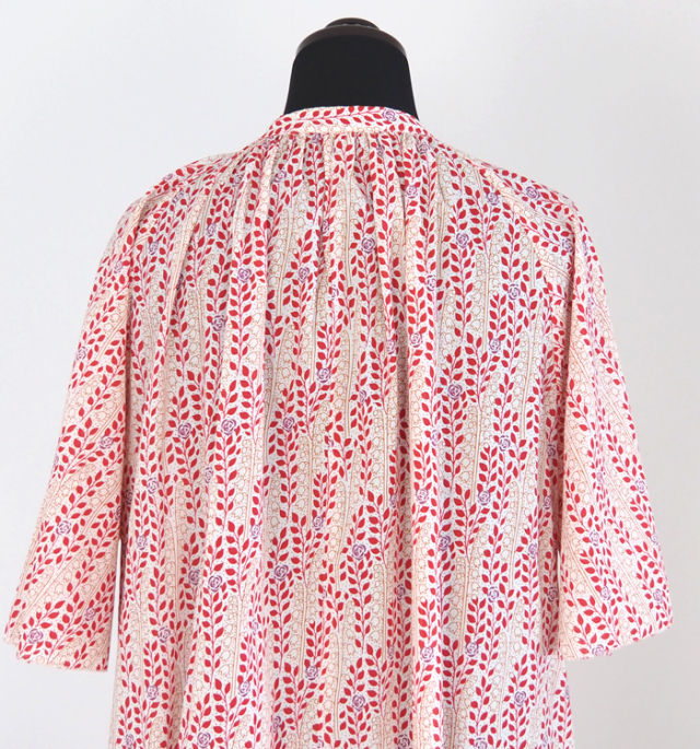 PONT DE CHALONS ポンデシャロン プリントワンピース ギャザーネック 5分袖 レディース