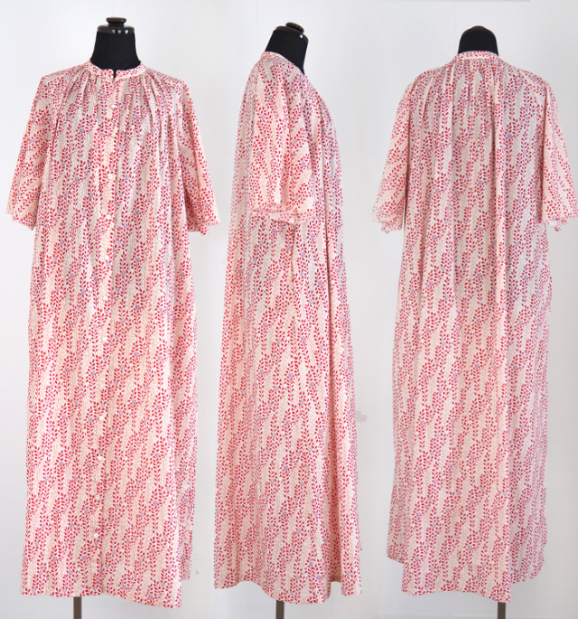 PONT DE CHALONS ポンデシャロン プリントワンピース ギャザーネック 5分袖 レディース