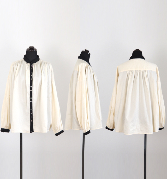 PONT DE CHALONS ポンデシャロン ミックスボタンブラウス レディース