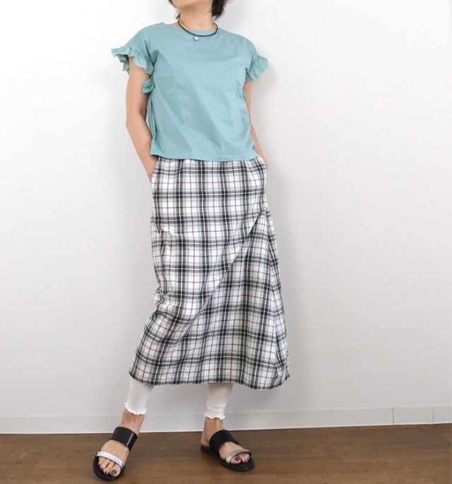 PONT DE CHALONS ポンデシャロン カットソーTシャツ コンビフリル袖プルオーバー