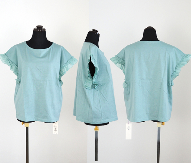 PONT DE CHALONS ポンデシャロン カットソーTシャツ コンビフリル袖プルオーバー