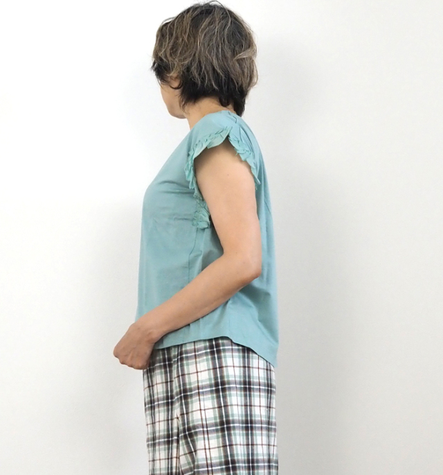 PONT DE CHALONS ポンデシャロン カットソーTシャツ コンビフリル袖プルオーバー