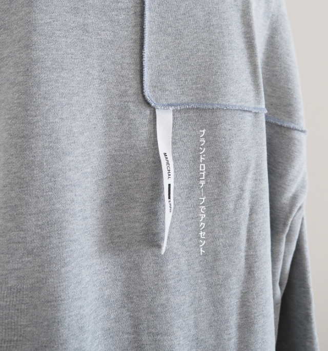 MARECHAL TERRE マルシャルテル 裏毛プルオーバー アシンメトリー配色袖 