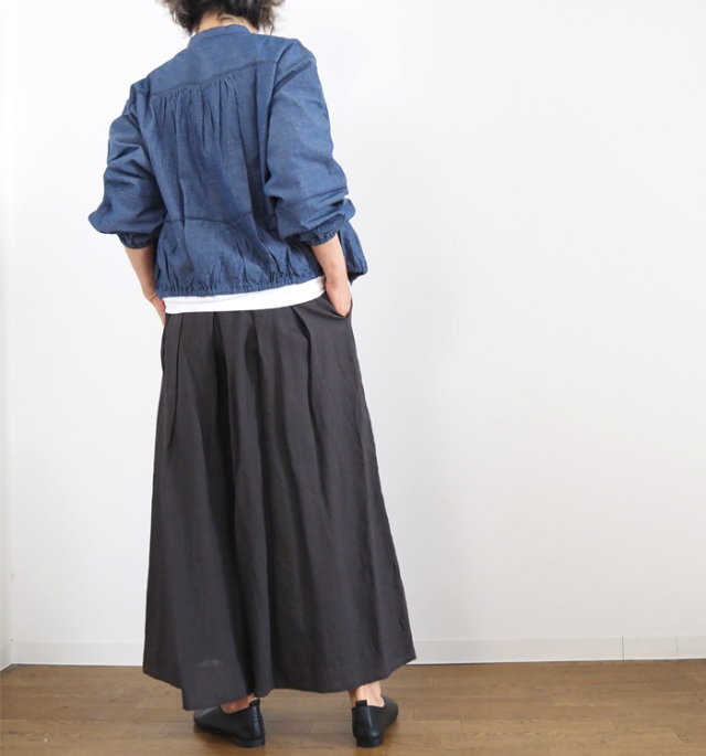 ina イナ ハシゴレース バンドカラーブラウス レディース