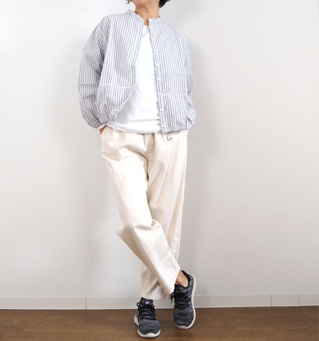 ina イナ ハシゴレース バンドカラーブラウス レディース