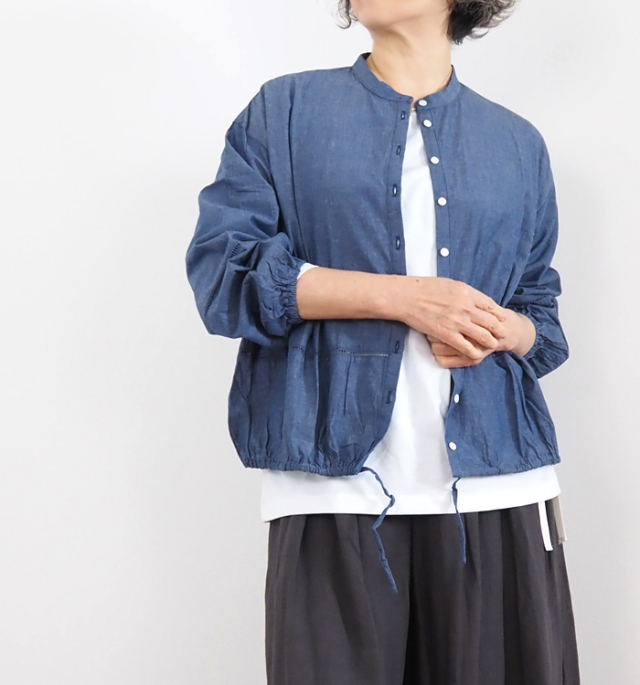 ina イナ ハシゴレース バンドカラーブラウス レディース