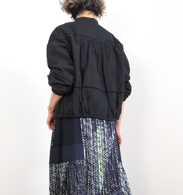 ina イナ ハシゴレース バンドカラーブラウス レディース