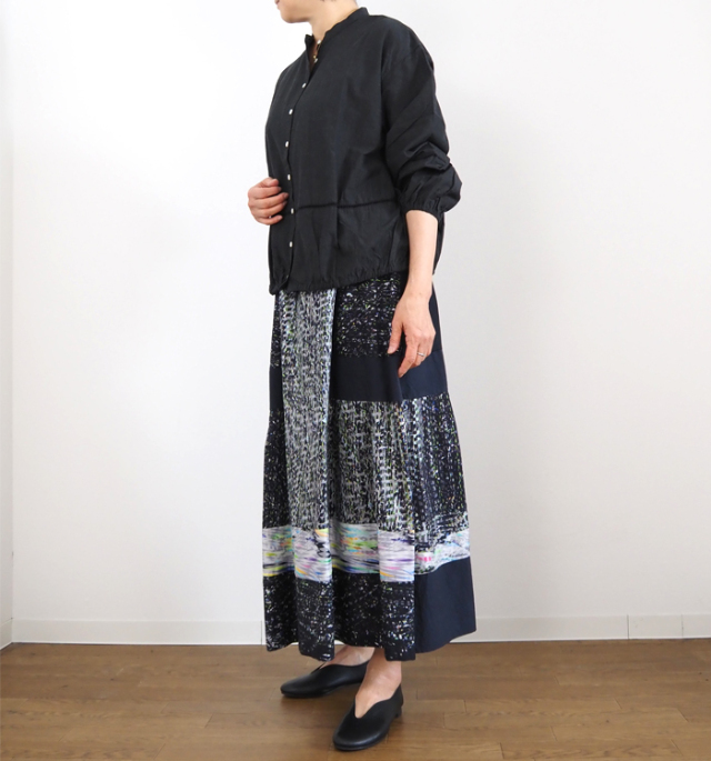 ina イナ ハシゴレース バンドカラーブラウス レディース