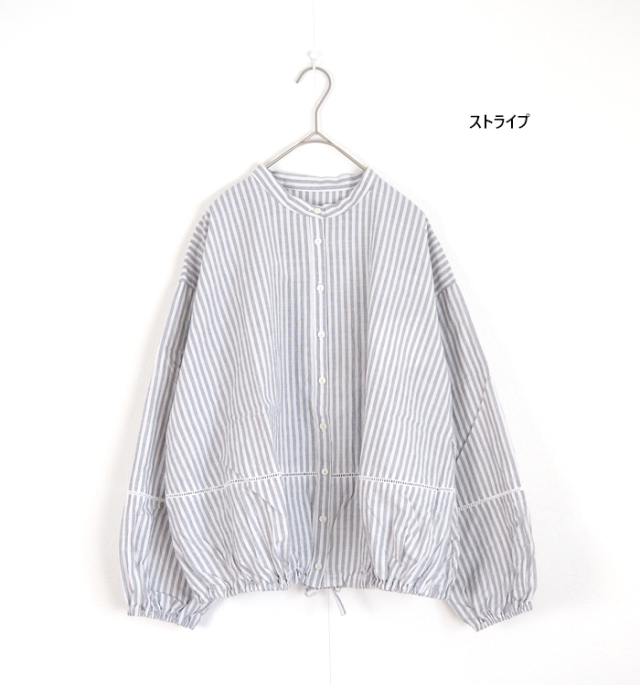 ina イナ ハシゴレース バンドカラーブラウス レディース