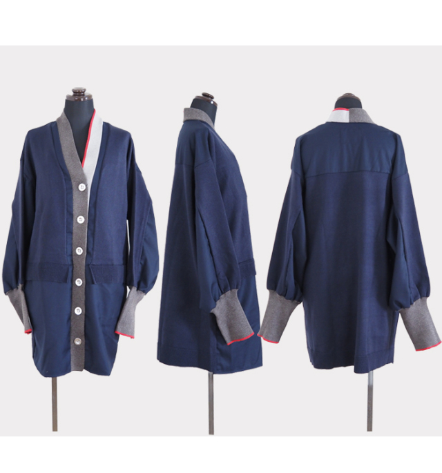 MARECHAL TERRE マルシャルテル ロングカーディガン 布帛xニット