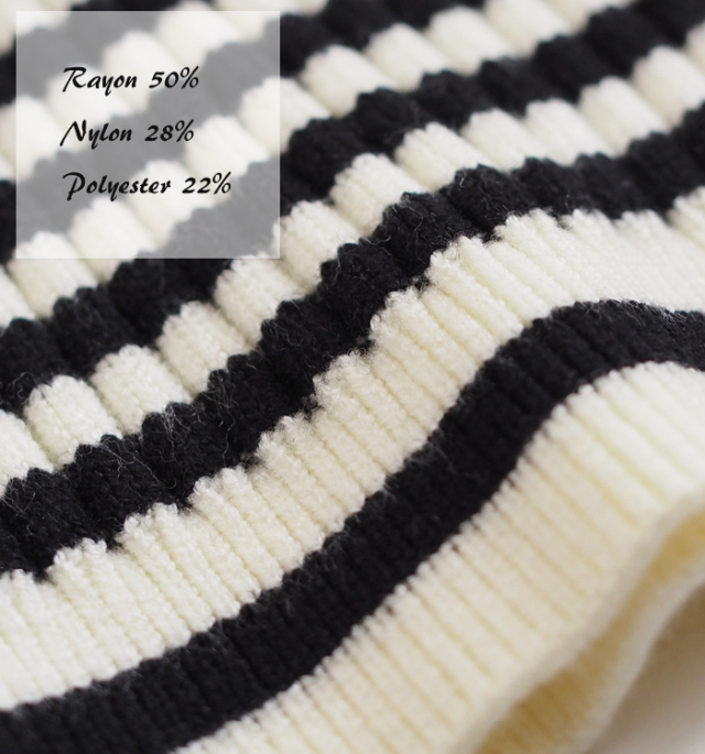 MARECHAL TERRE マルシャルテル ハイネックニットプルオーバー 前後ピッチ切替ボーダー×配色袖口 