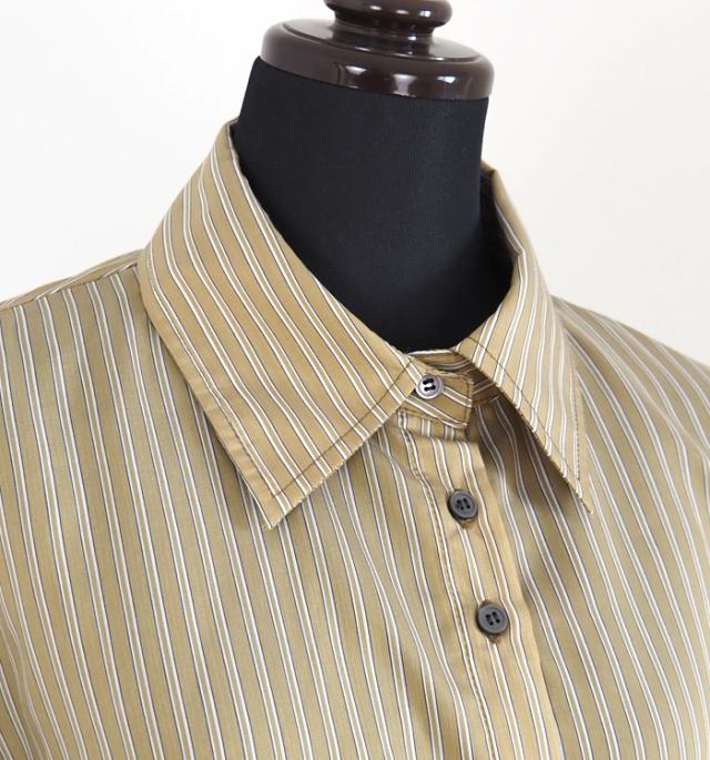 MARECHAL TERRE マルシャルテル ストライプ×無地 切替ルーズシャツ ボリュームスリーブ