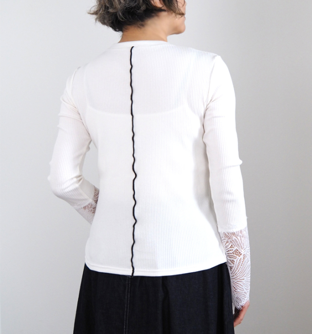 MARECHAL TERRE マルシャルテル レース付きリブカットソー プルオーバー