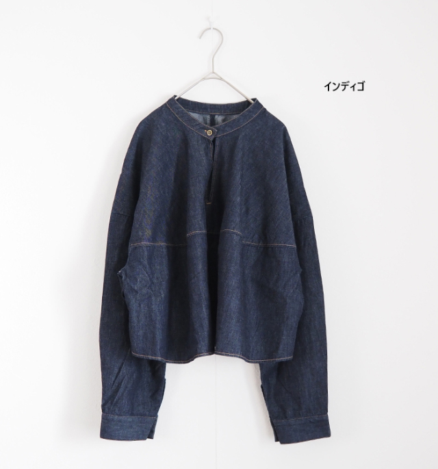 Munich ミューニック 6オンスデニム 前後2WAY クロップトブラウス レディース