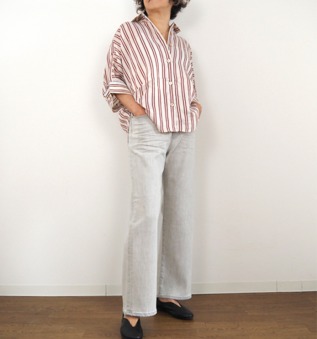 Munich ミューニック インポート先染めドルマンブラウス レディース