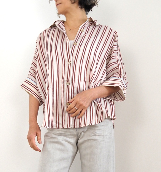 Munich ミューニック インポート先染めドルマンブラウス レディース