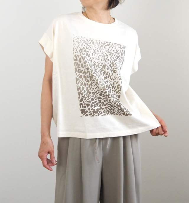 Munich ミューニック レオパードプリントタックスリーブTシャツ