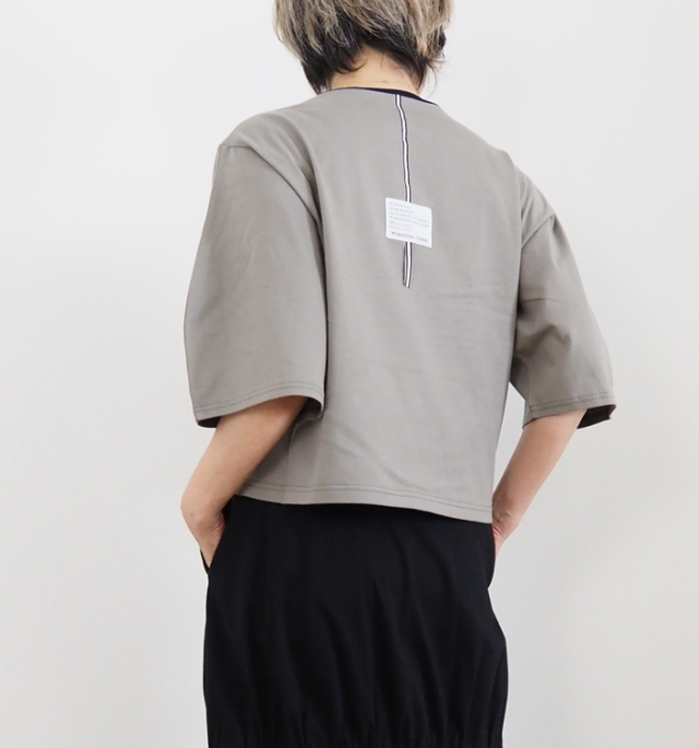 MARECHAL TERRE マルシャルテル リボンジャガード Tシャツ 7分袖 コクーン袖 