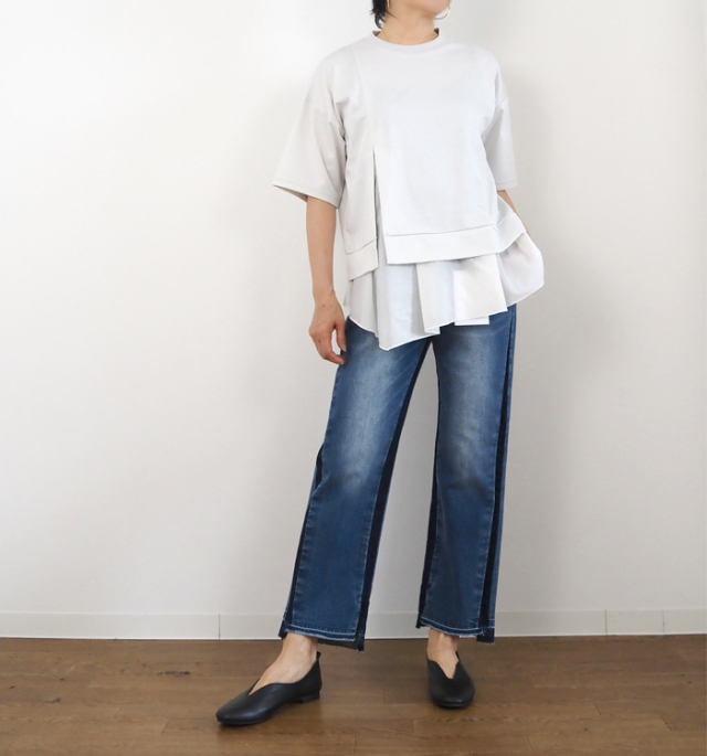 MARECHAL TERRE マルシャルテル 半袖Tシャツ ヘムラッフル UVカット×接触冷感 