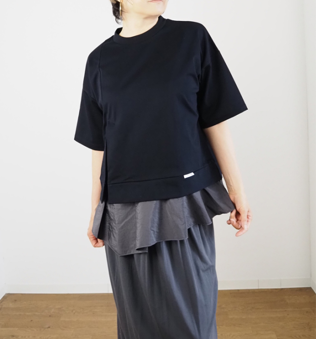 MARECHAL TERRE マルシャルテル 半袖Tシャツ ヘムラッフル UVカット×接触冷感 