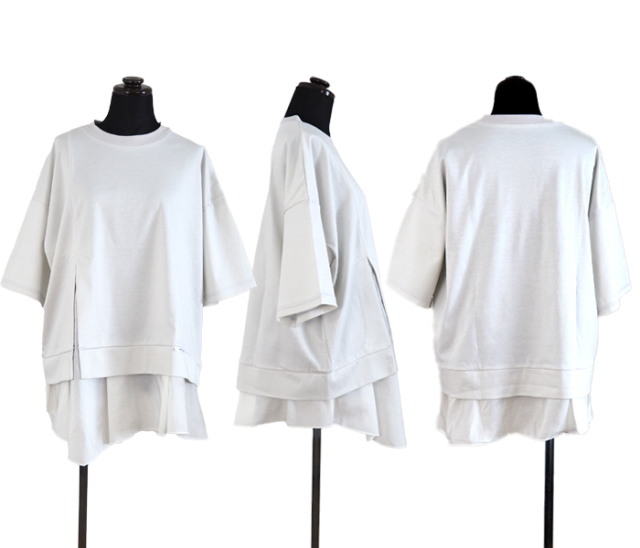 MARECHAL TERRE マルシャルテル 半袖Tシャツ ヘムラッフル UVカット×接触冷感 