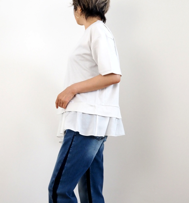 MARECHAL TERRE マルシャルテル 半袖Tシャツ ヘムラッフル UVカット×接触冷感 