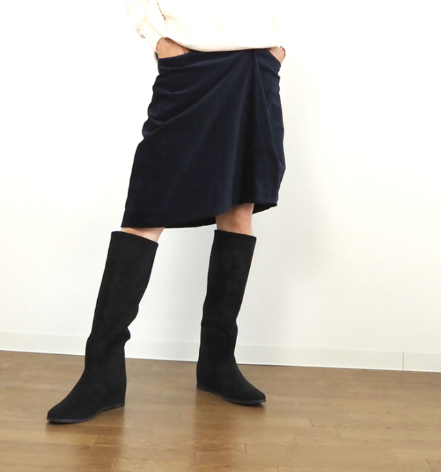 ATELIER BRUGGE アトリエブルージュ フェイクスエード インヒールロングブーツ