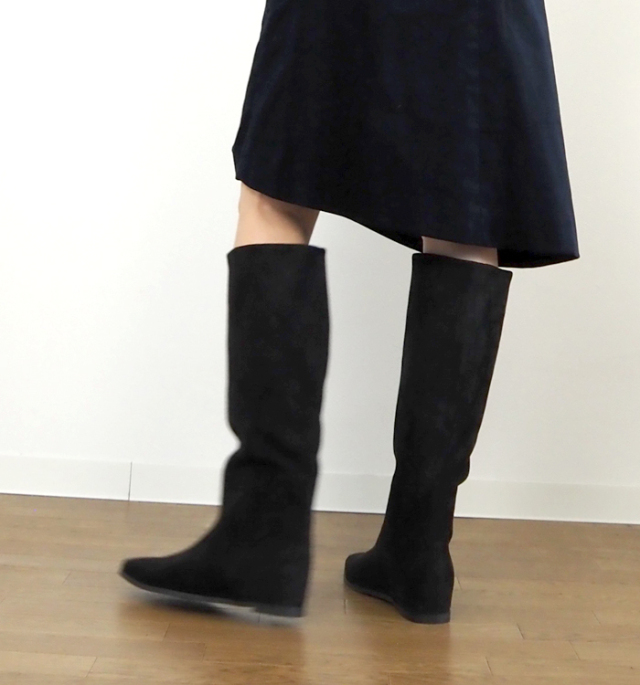 ATELIER BRUGGE アトリエブルージュ フェイクスエード インヒールロングブーツ