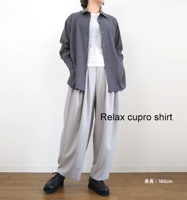 MIDIUMISOLID ミディウミソリッド リラックスシャツ レギュラーカラー レディース