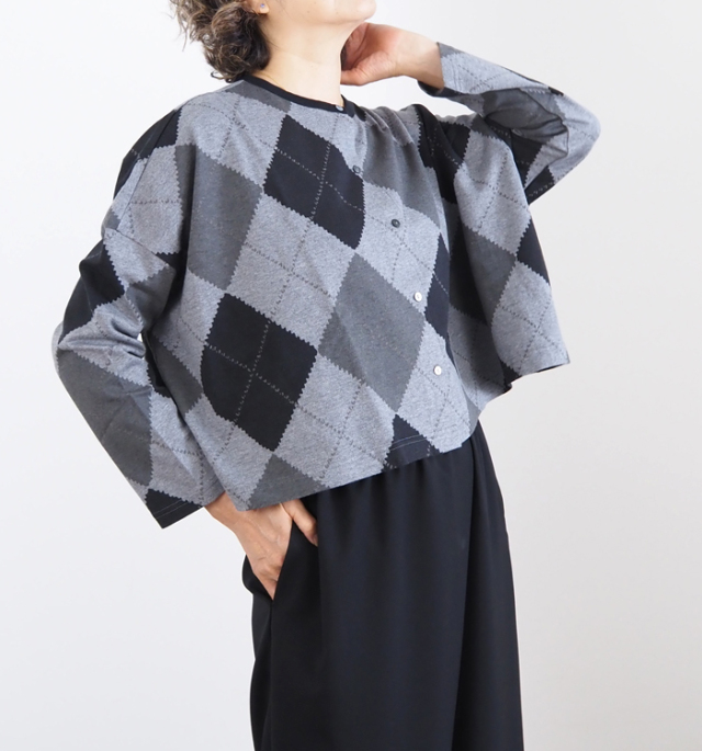 mizuiro ind ミズイロインド アーガイルプリントカーディガン