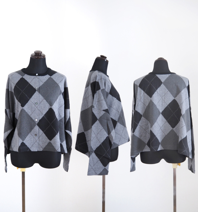 mizuiro ind ミズイロインド アーガイルプリントカーディガン