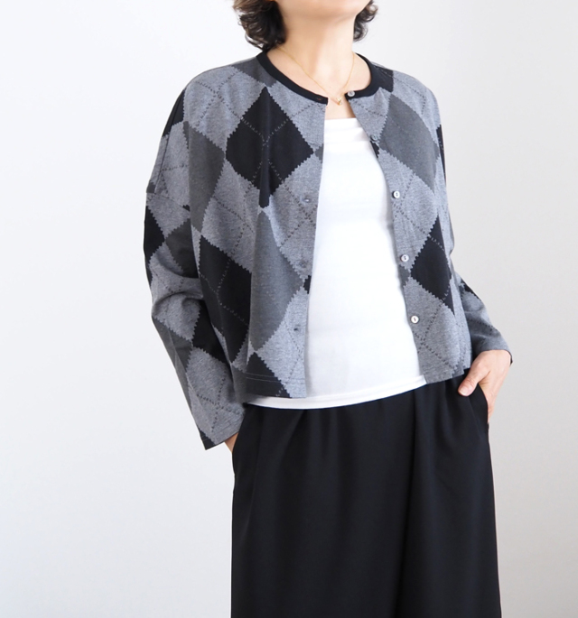 mizuiro ind ミズイロインド アーガイルプリントカーディガン