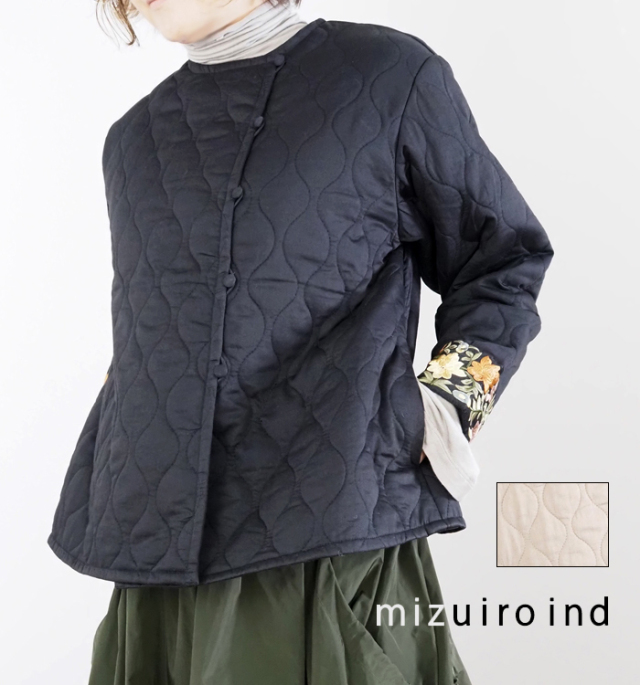 mizuiro ind ミズイロインド 刺繍袖キルティングジャケット