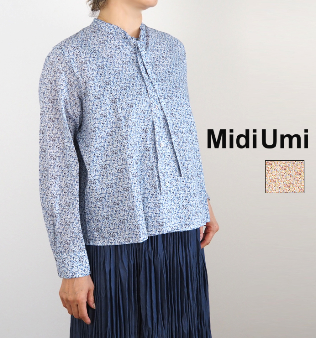 MidiUmi ミディウミ リバティ ボウタイシャツ レディース