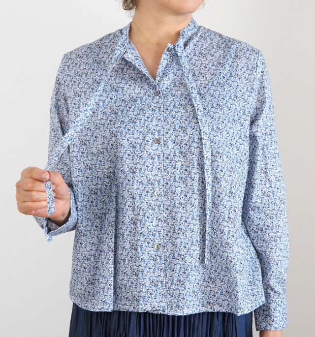 MidiUmi ミディウミ リバティ ボウタイシャツ レディース