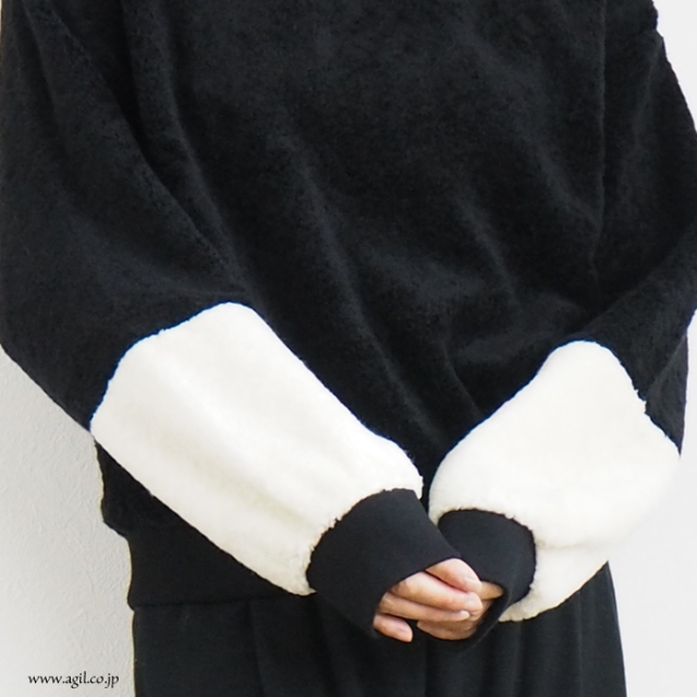 RIVER (リバー) 起毛裏毛 バイカラー長袖 プルオーバー レディース