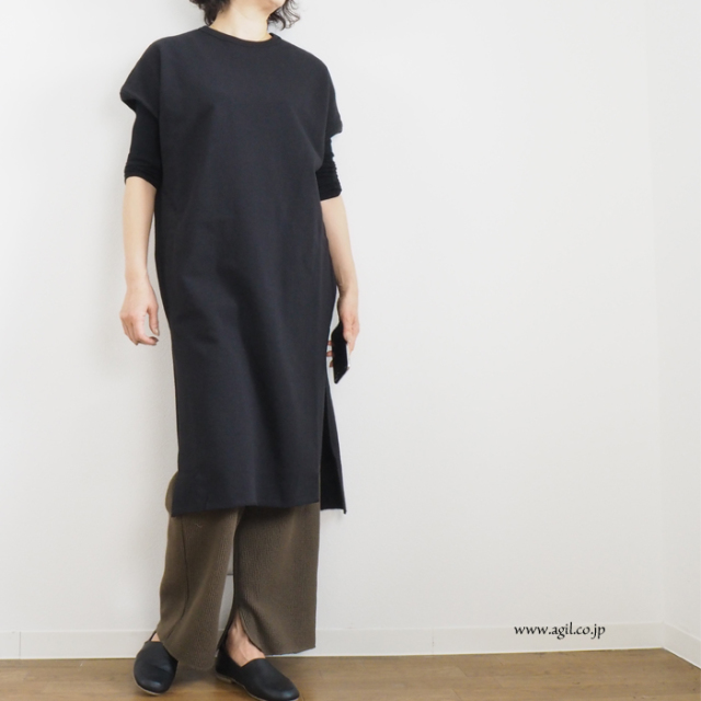 Squady (スカディ) クルーネック ロング丈チュニックカットソー レディース