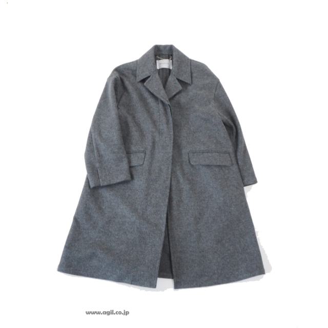 MIDIUMISOLID ミディウミソリッド チェスターコート アクリルウールメルトン素材 グレー レディース