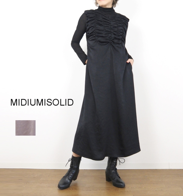 MIDIUMISOLID ミディウミソリッド ランダムシャーリングワンピース レディース