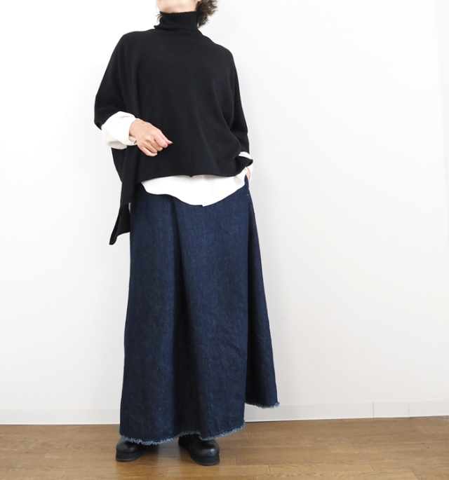 mizuiro ind ミズイロインド ポンチョライクハイネックニットプルオーバー