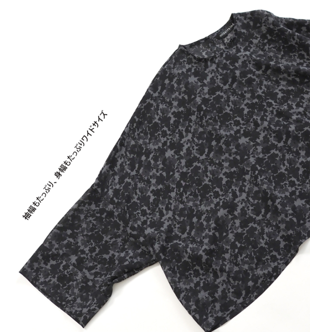 mizuiro ind ミズイロインド フラワープリント ワイドプルオーバー ブラック系